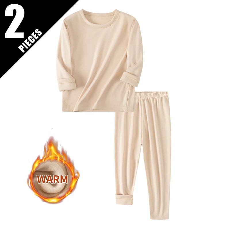 2piece Set Of Children's Autumn And Winter Round Neck Warm Casual Suit For Boys And Girls Comfortable Sports Home Base Shirt Set