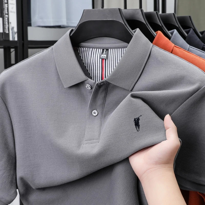 100% pure cotton short sleeved polo shirt high-end luxury brand fashion Paul Pony embroidery golf men's business casual T-shirt