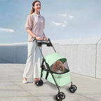 Folding Pet Stroller/Buggy, Dog/Cat Carrier, Pet Travel Stroller for Dogs with Cup Holder, Wheels with Brakes, Oxford Fabric, Steel Frame, 50 x 70 x 95 cm