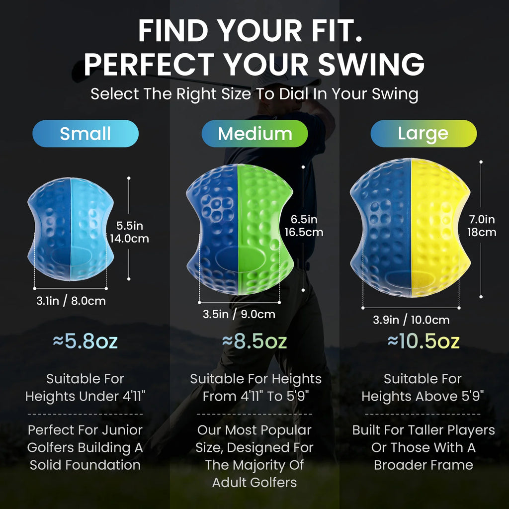 Golf Smart Ball Training Aid with Adjustable Lanyard, Portable Impact Swing Trainer,Posture Correction Aid with 3 Sizes S/M/L
