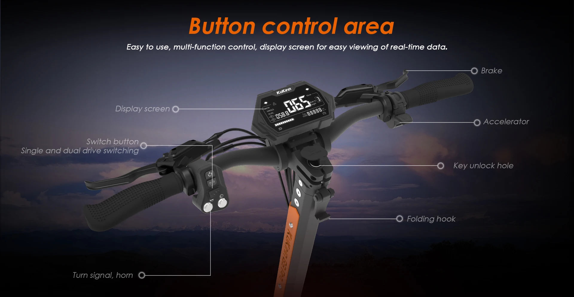 KuKirin G3 Pro Adult Electric Scooter 1200W*2 Motor All-Terrain Escooter 10 Inch Tire 52V23.4Ah Battery E-Mountain E-Scooter