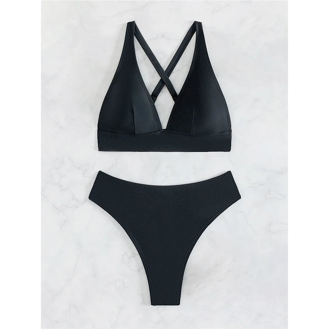 S - XL Cross Back Mini Micro Thong Bikini Female Swimsuit Women Swimwear Two-pieces Bikini set Bather Bathing Suit Swim K5022