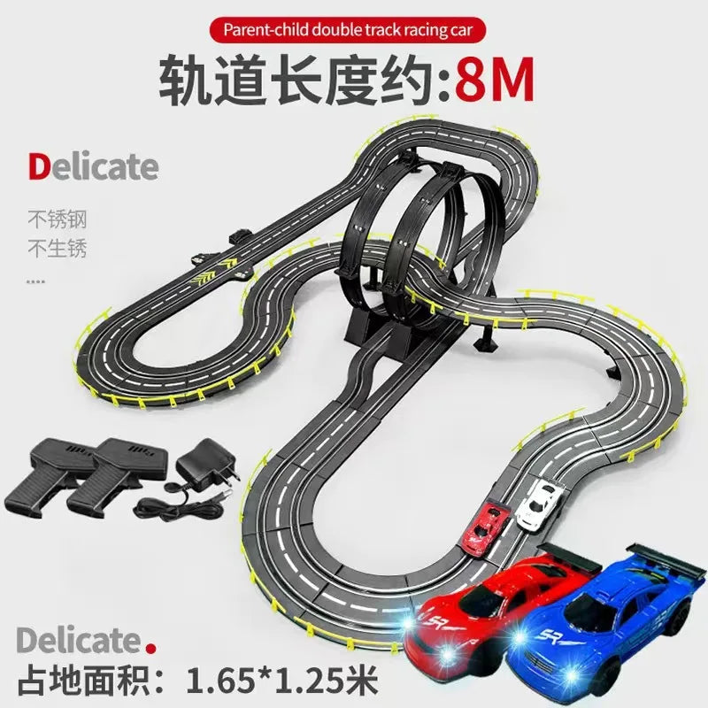 Electric Remote Control Slot Car Track Large 2-Player Competitive Dual Mode Remote Adjustable Splicing Kids Adults Gift Toy Set