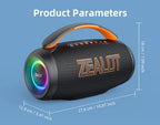zealot-P12 Speaker 60W Bluetooth Speaker Portable Speaker with 10-Hour Playtime, Portable Handle, for Camping, Party,TWS,AUX
