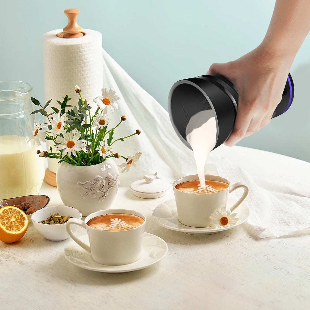 4 in 1 Automatic Milk Frother Electric, 600ml Capacity Hot & Cold Milk Foamer, Silent Operation for Coffee Cappuccino Chocolatte