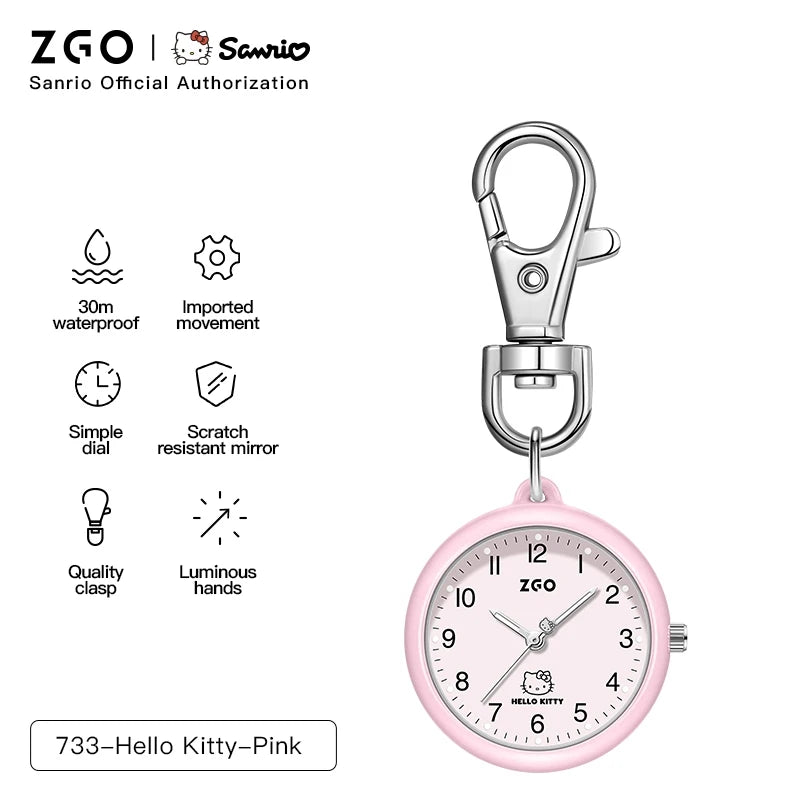 ZGO Sanrio Cinnamoroll Lady Pocket Watch, Simple Design Sense Pendant Watch, Waterproof, Quartz Watch, Gift 733
