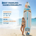 Inflatable Rise Up Paddle Board Stand-up Paddleboard Full Kits with Adjustable Paddle/Hand Pump for Outdoor Water Sports Surfing