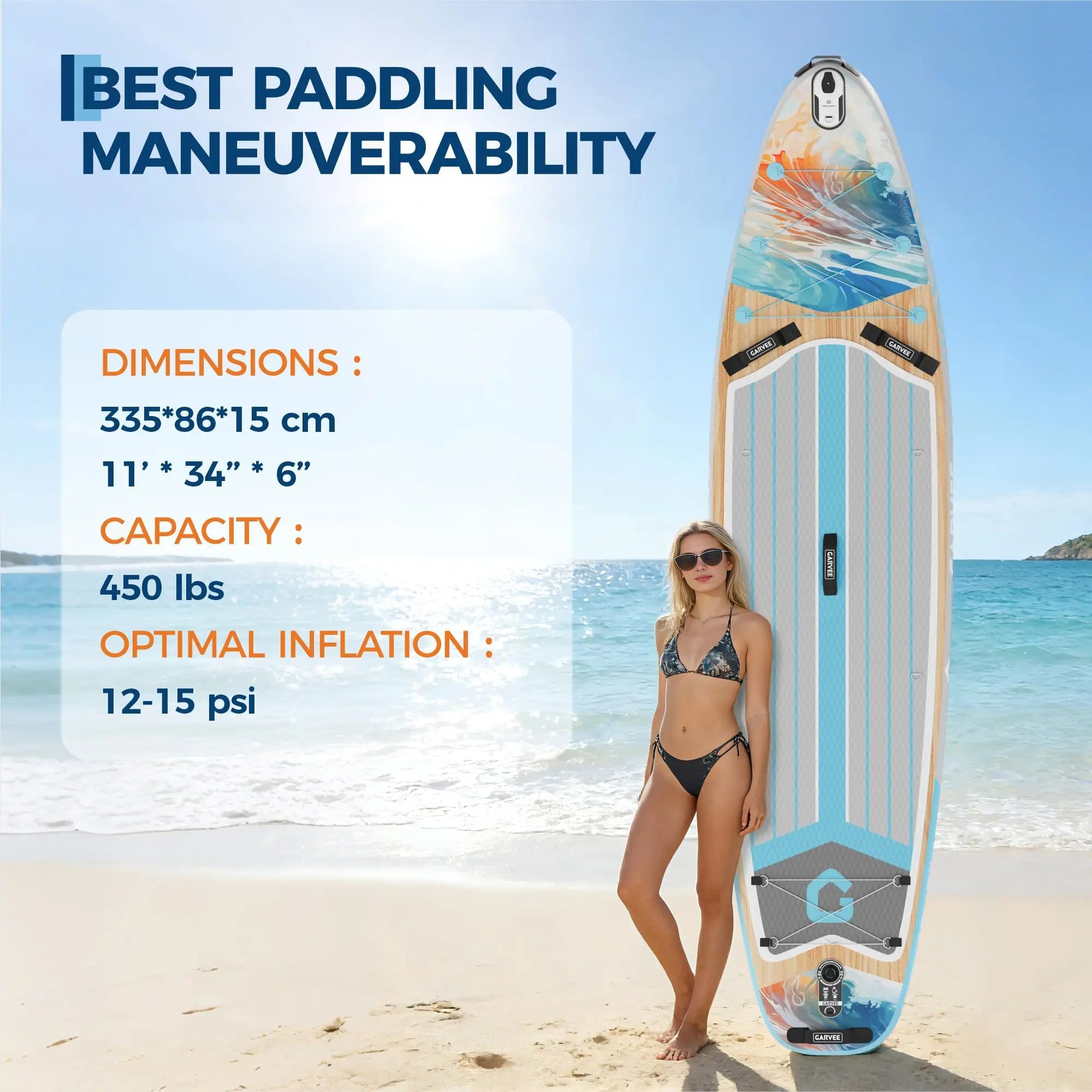 Inflatable Rise Up Paddle Board Stand-up Paddleboard Full Kits with Adjustable Paddle/Hand Pump for Outdoor Water Sports Surfing