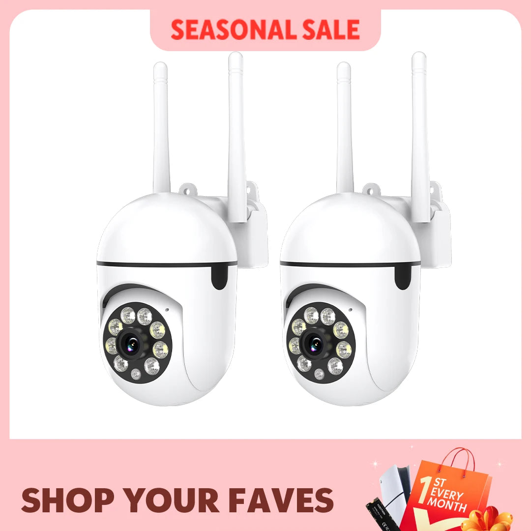 2PC Ease Life APP Wireless 1080P HD Indoor/Outdoor WiFi Security Camera, Color Night Vision, 2-Way Audio, 360° Pan/Tilt/Zoom, Mo Main image