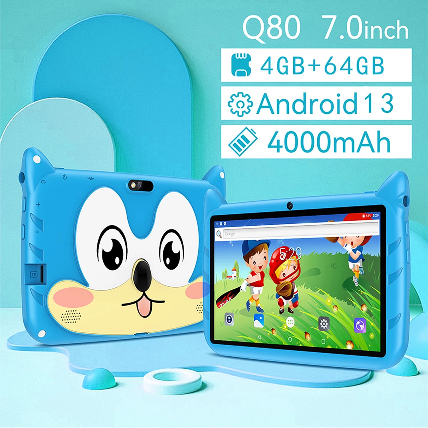 New 7 Inch 5G WiFi Kids' tablets Quad Core 4GB RAM 64GB ROM Dual Cameras Android 13.0 Learning Education Tablet PC 4000mAh