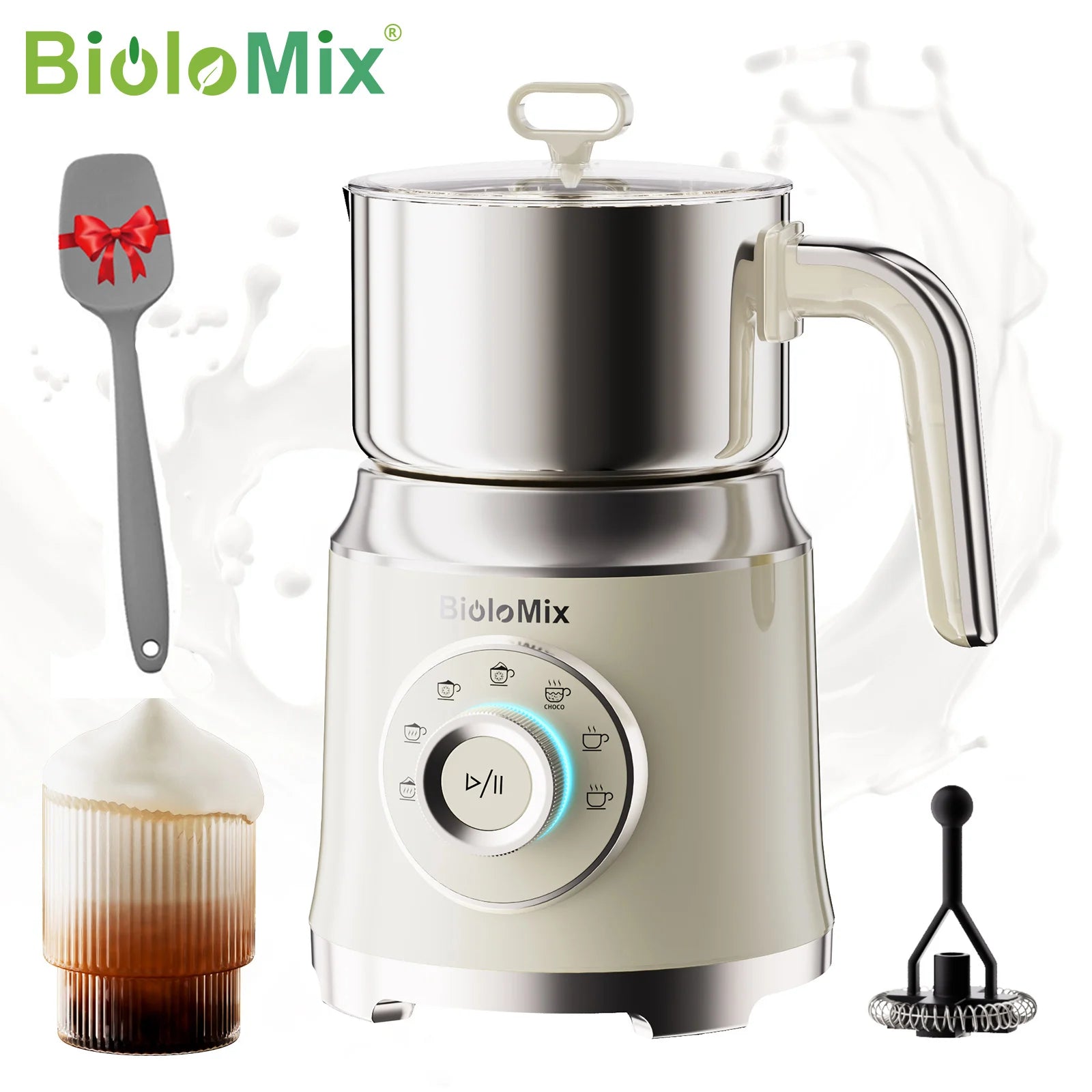 BioloMix 7-in-1 Detachable Electric Milk Frother Steamer Automatic Hot Cold Foam Maker for Coffee And Hot Chocolate Main image