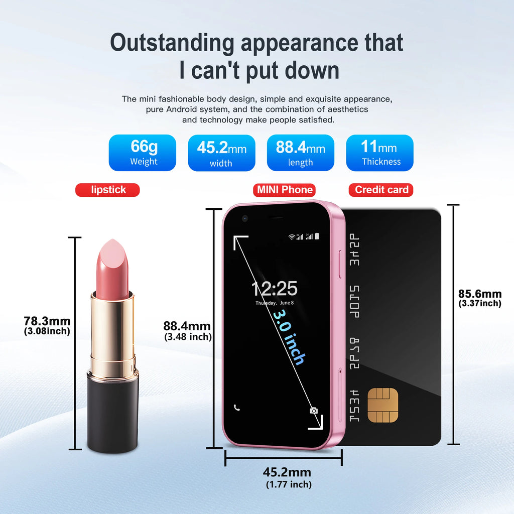 SERVO 15SE Super Mini Smartphone Android System 2GB+16GB Play Store Wifi Dual SIM 3.0" Small Pocket Cheap Smart Phones 3G WCDMA
