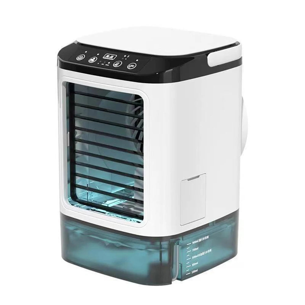 USB Portable Air Conditioner Fan Dual Mist Humidifier Ice Box 3 Speed Desktop Cooling Fan With LED Night Light