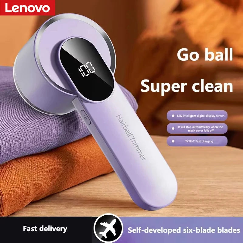 Lenovo Lint Remover Clothing Hairball Trimmer Clothes Sweater Fabric Shaver LED Display 6 Blade Portable Fabric Remove Machine