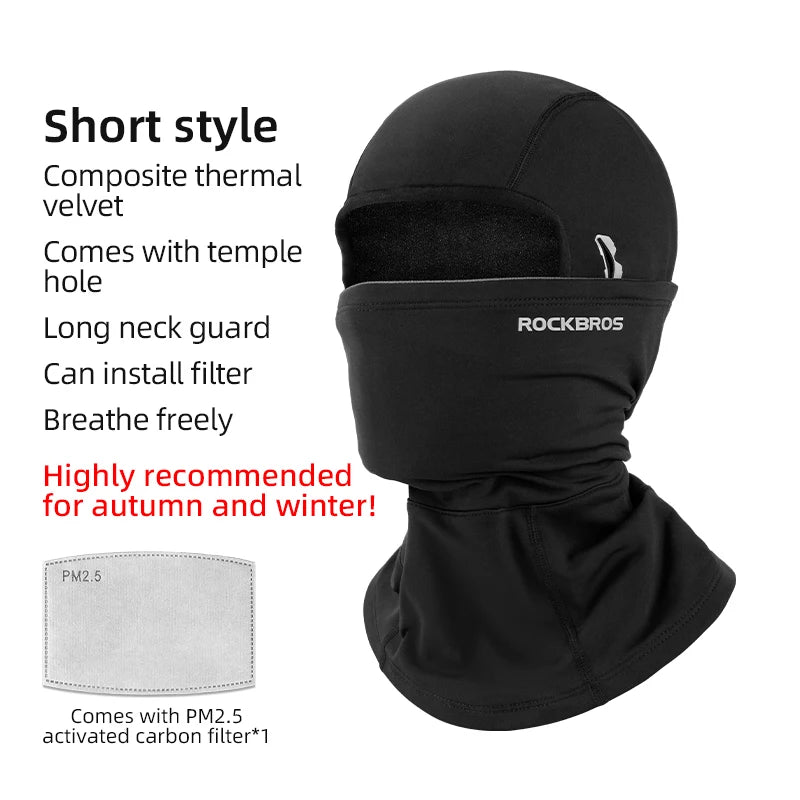 ROCKBROS Cycling Caps Full Face Mask Winter Breathable Windproof Fleece Bike Neck Cover Scarf Mask Skiing Motorcycle Bicycle Hat