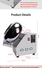 ITOP Chocolate Sugar Coasting Machine 30cm Roller Commercial Small Candy Coater Machine Chocolate Bean Coating Dragee Machine