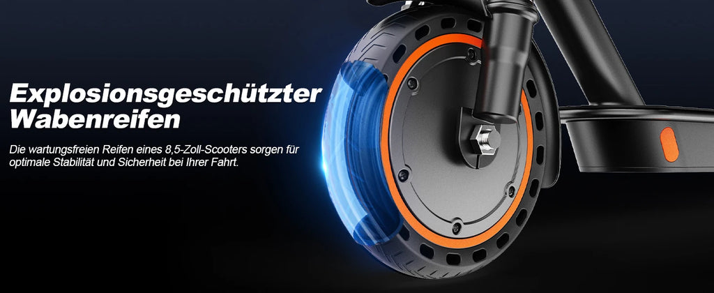 TODIMART T6 ABE E Scooter Mit Straßenzulassung, 30-35 km range, 350-500W brushless motor, dual brakes, and 8.5-inch run-flat tires