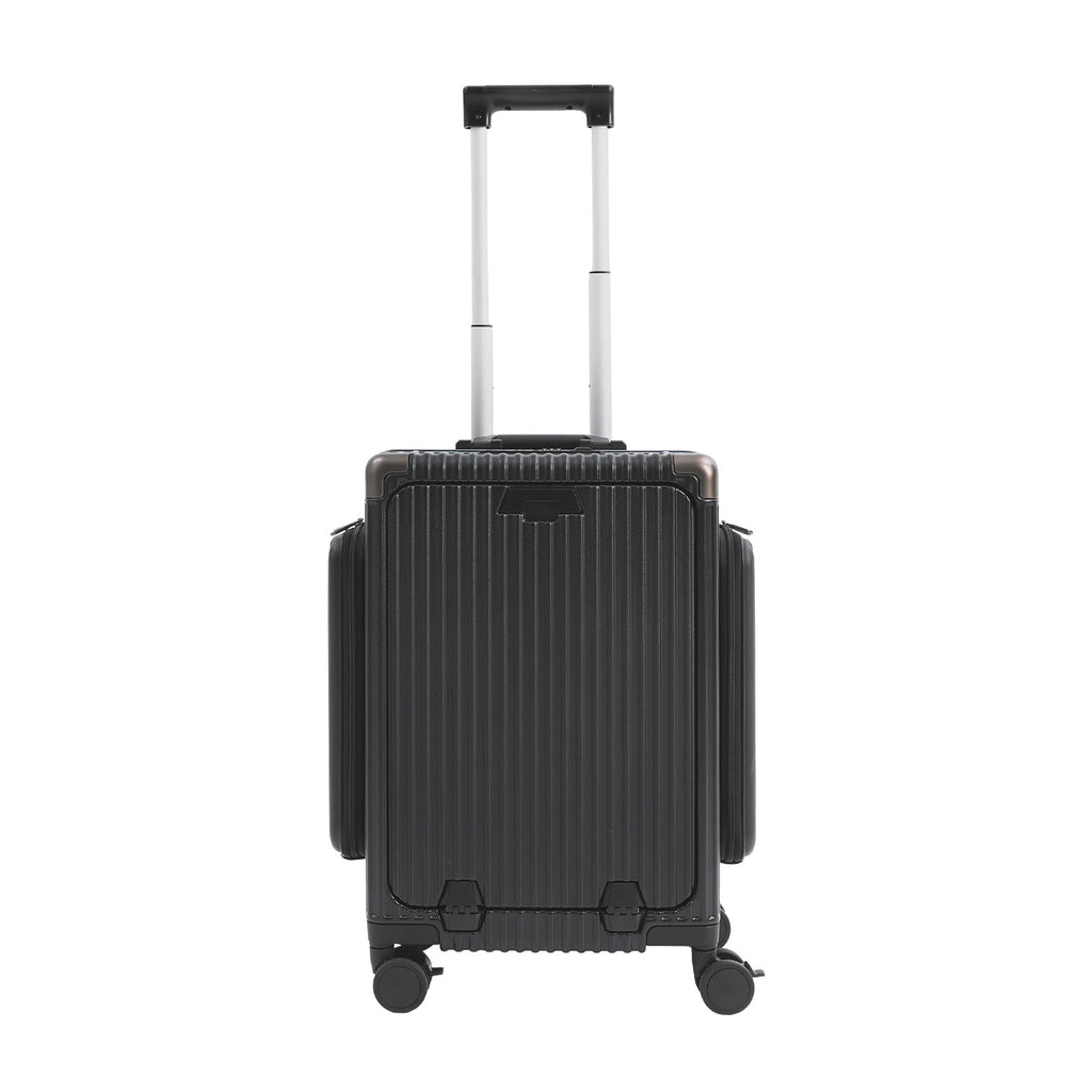 Modern 20in PC Luggage Suitcase Aluminum Alloy Hard Shell Travel Suitcase with 4 Wheels 3-open Structure for Trips