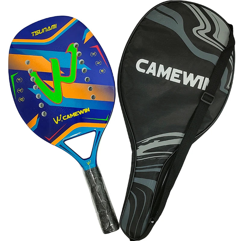 Camewin Beach Tennis Racket 50% Carbon Inner Core EVA Foam Fibe Send Protective Bag High Quality Tennis Racket 2024 the New