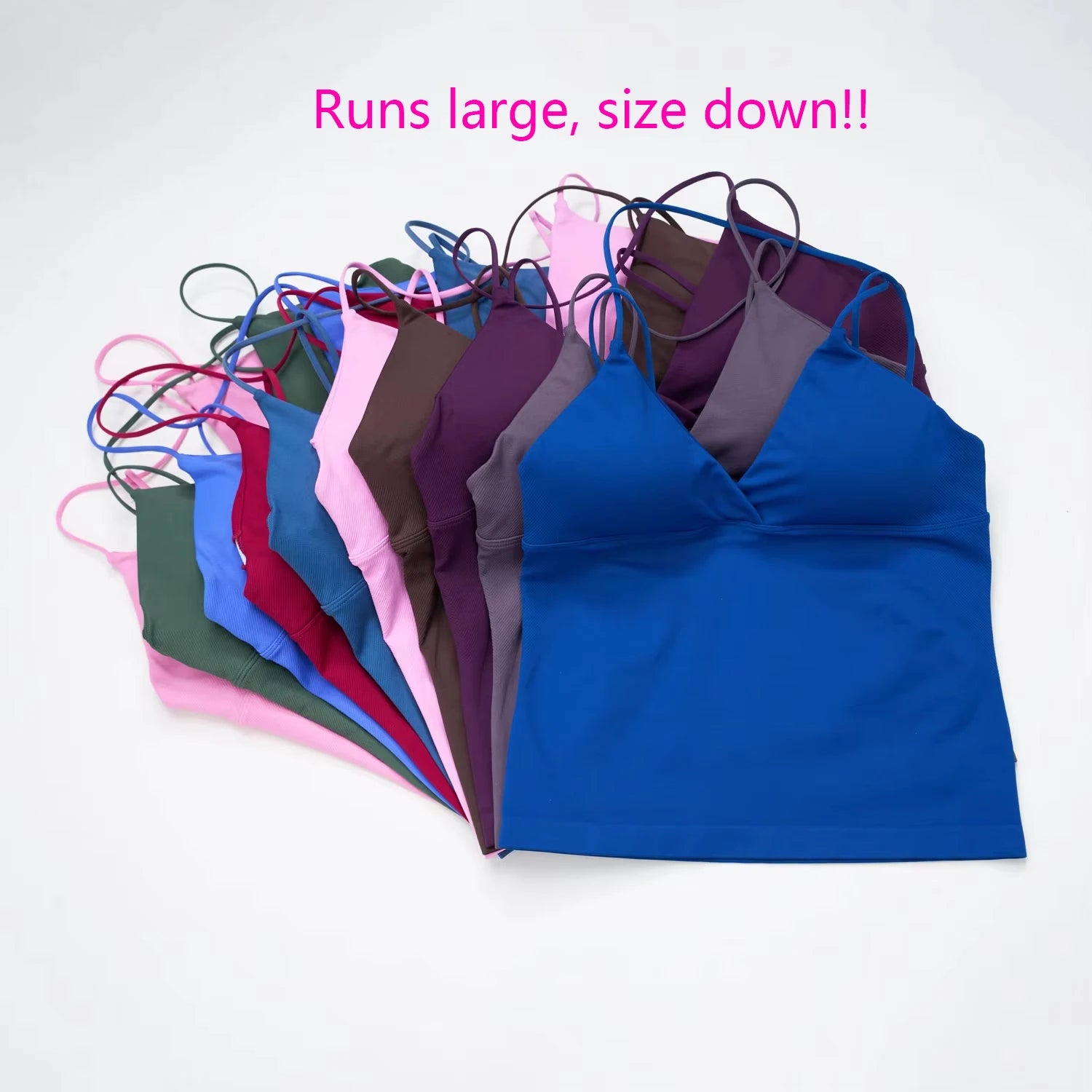 NCLAGEN Vision Twist Front Longline Top Women's Seamless Thin Straps Yoga Gym Workout Vest Running Tank Tops Fitness Clothing Main image