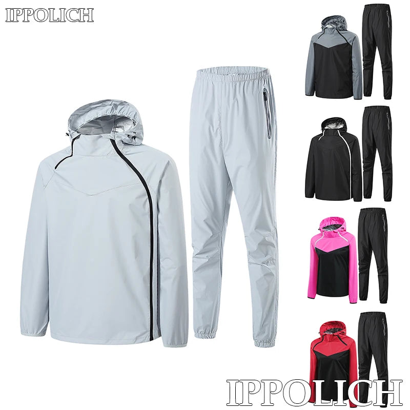 Men Double Zipper Sport Fitness Running Set Women Double Zipper Running Fitness Weight Loss Sweating Sweating Easy Lose Fat Set Main image