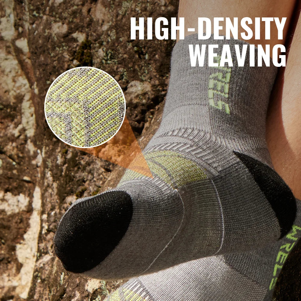 WRELS 1/2/3Pairs Merino Wool Socks Hiking Running Socks Breathable Cushion Sweat Wicking Warm Thermal Compression Wool Socks