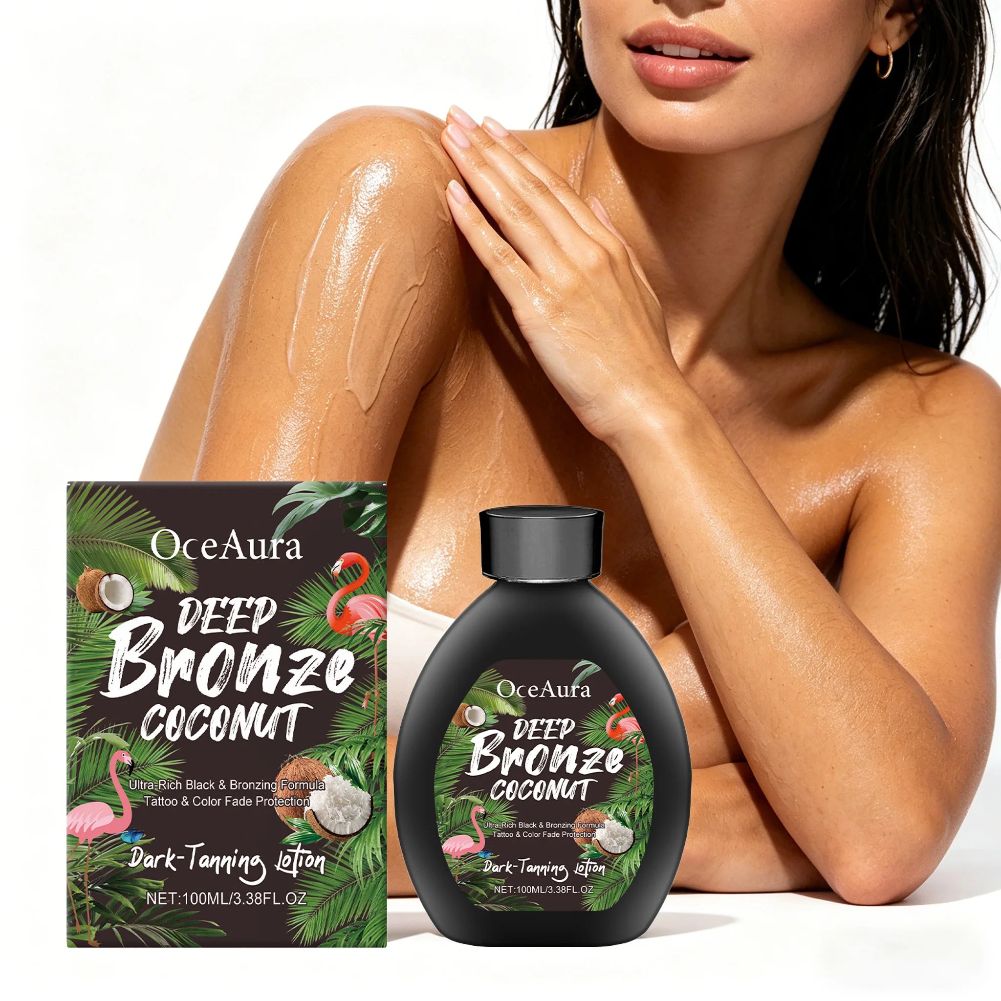 100ML Self Tanning Lotion Deep Moisturizing Non-greasy Improve Healthy Tone Bronzer Wheat Skin Sunless Tanning Cream for Summer
