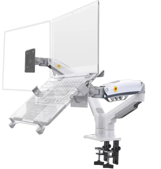 Desktop NB F160 + FP-2 Gas Spring Dual Arm for 17"-27" Monitor Holder + 10"-17" Laptop Support Air Press Mount Stand Load 2-9kg