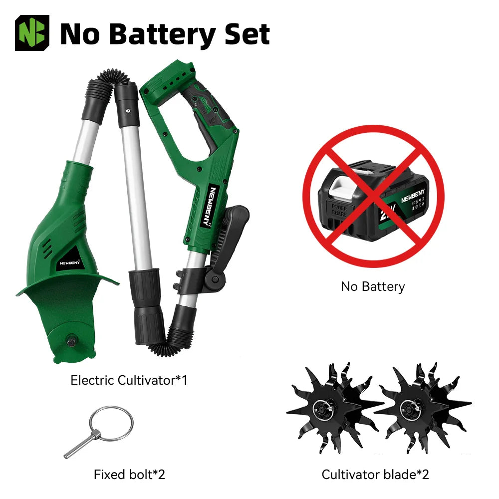 NewBeny Electric Garden Tiller Cultivator Scarifier Foldable Rototiller Soil Loosener Garden Tool