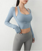 Cloud Rise Women Yoga Shirts Sports Workout T-Shirt Sexy Girl Long Sleeve Blouse Gym Fitness Crop Top Autumn Winter Sportswear