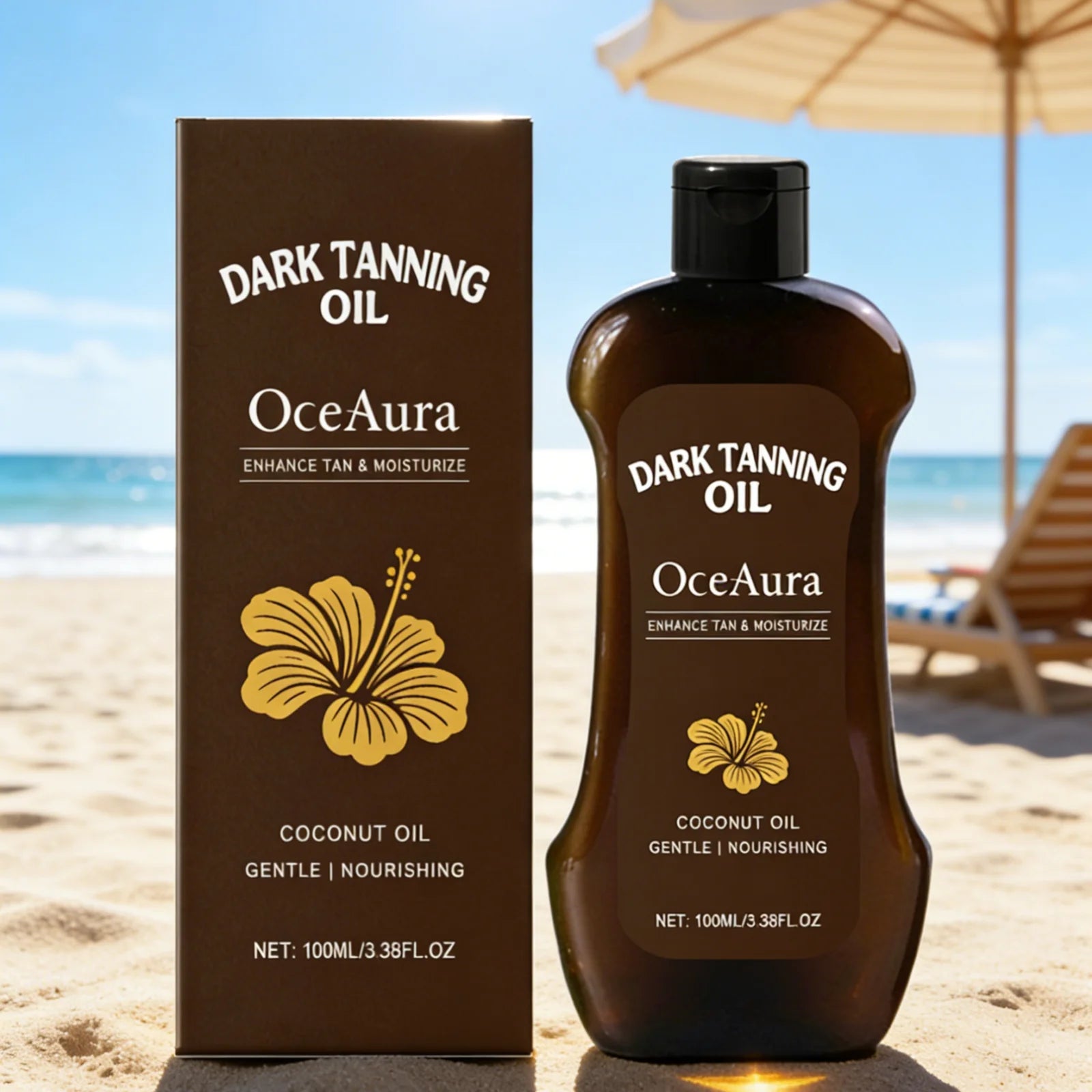 OceAura Tanning Oil Lotion Deep Moisturizing Nourishing Skin Rejuvenating Long Lasting Tan Lightweight Non Greasy Bronzing Oil Main image