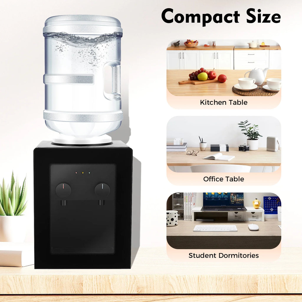 Compact Electric Water Cooler Fast Heating Hot Cold Desktop Dispenser with Removable Basin for Home Office Bedroom Use