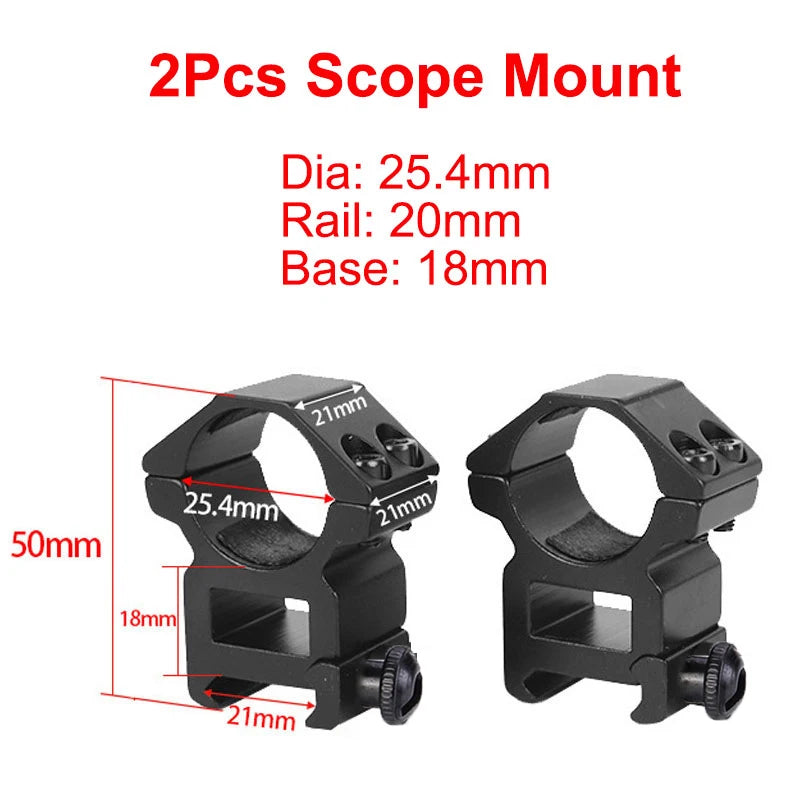 2PCS Hunting Rifle Scope Mount Ring for Dia 25.4mm 30mm 35m Tactical Scope Flashlight 11mm 20mm Picatinny Rail Mount Accessories