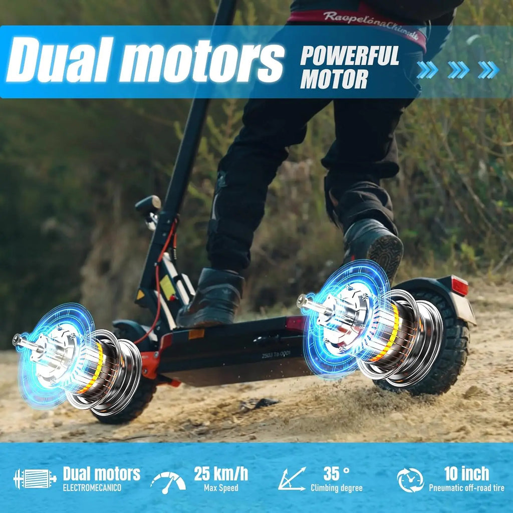 JOYOR T10 Folding Electric Scooter, Dual 1000W Motor, 10 inch Off-road Adults E-scooter with 60V 18Ah Battery