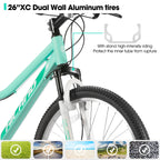 Hiland 26 Inch Women's Mountain Bike, 18-Speed with Front Suspension Fork, Dual Mechanical Disc Brakes, Aluminum Frame MTB
