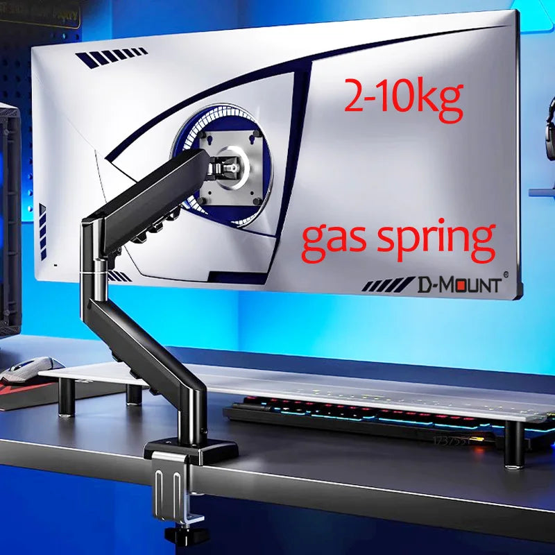 D-MOUNT D90 metal alumin 2-10KG 13"-32" monitor desktop stand mount gas spring arm full motion rotate clamp 0-60mm grommet