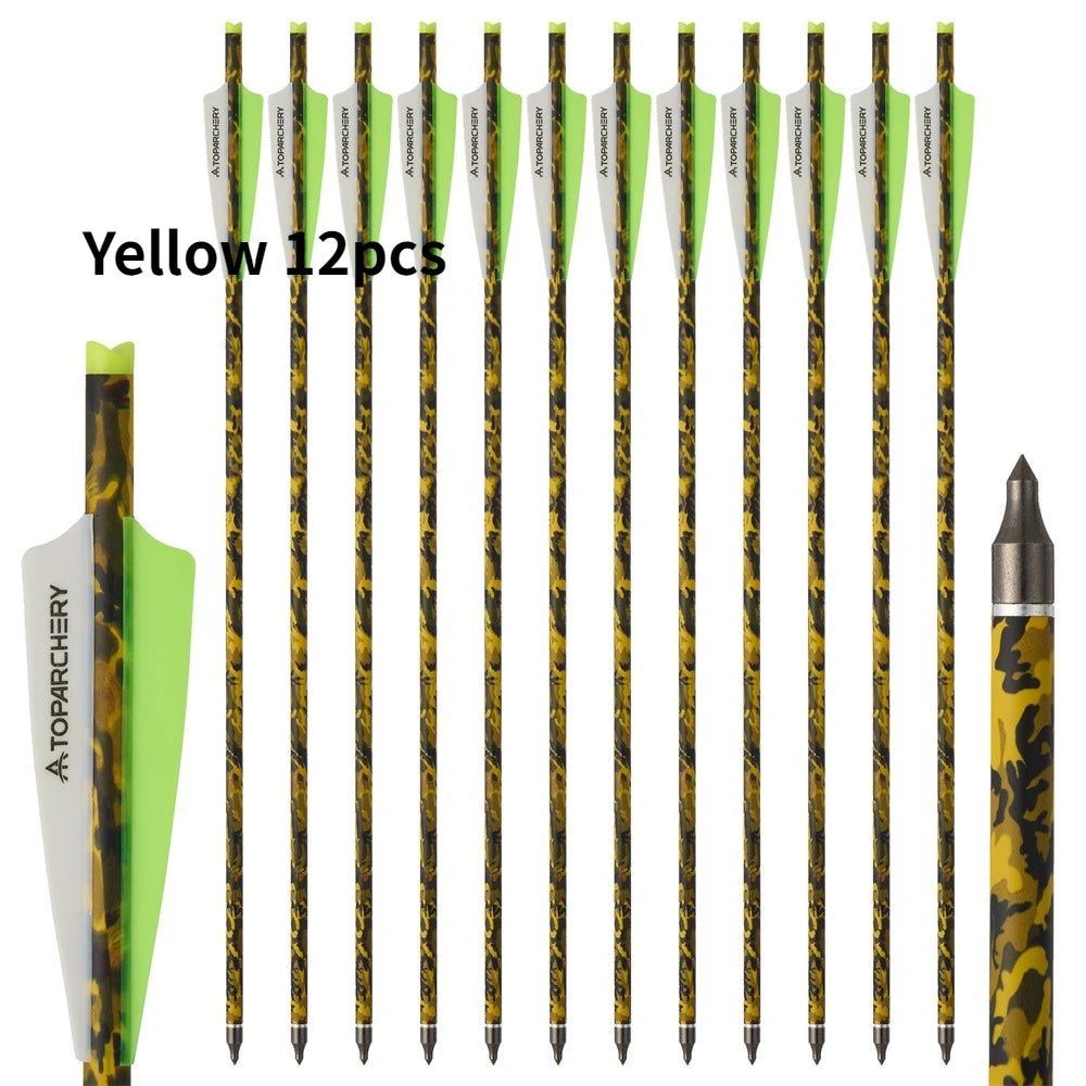 6/12/24pcs 20'' Archery Crossbow Bolt Carbon Arrow with 4-inch Feather ID7.6mm  Outdoor Hunting Sports Practice Crossbow Arrows