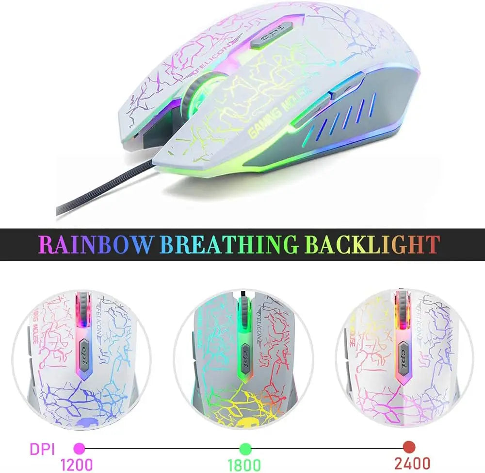 MAMBASNAKE T11 UK 100% Gaming Keyboard&Mouse&Headset&Mouse Pad Combo Set Rainbow Backlit Keyboard, 2400DPI 4 Buttons USB Wired Secondary image