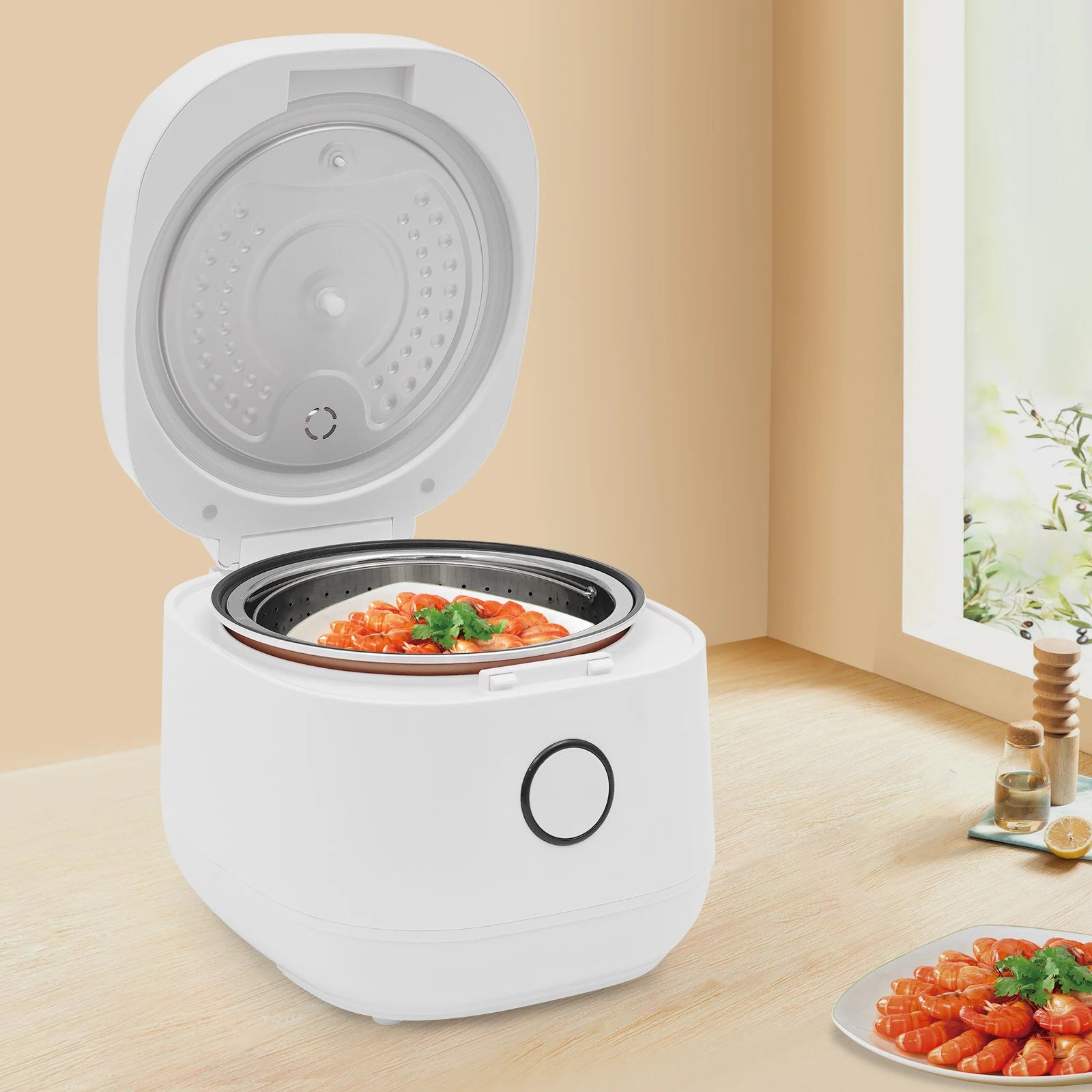 900W 5-Liter Multi-cooker 220V-240V Mini Rice Cooker with Inner Pot and Filter Basket 24-Hour Reservation Function for Household