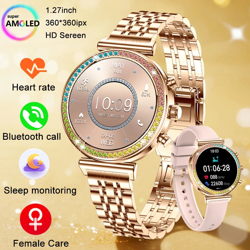 2025 New Smart Watches Women Luxury Colored Diamond Watch Women Sport Fitness Tracker Heart Rate Smartwatch For Gift Android IOS Main image