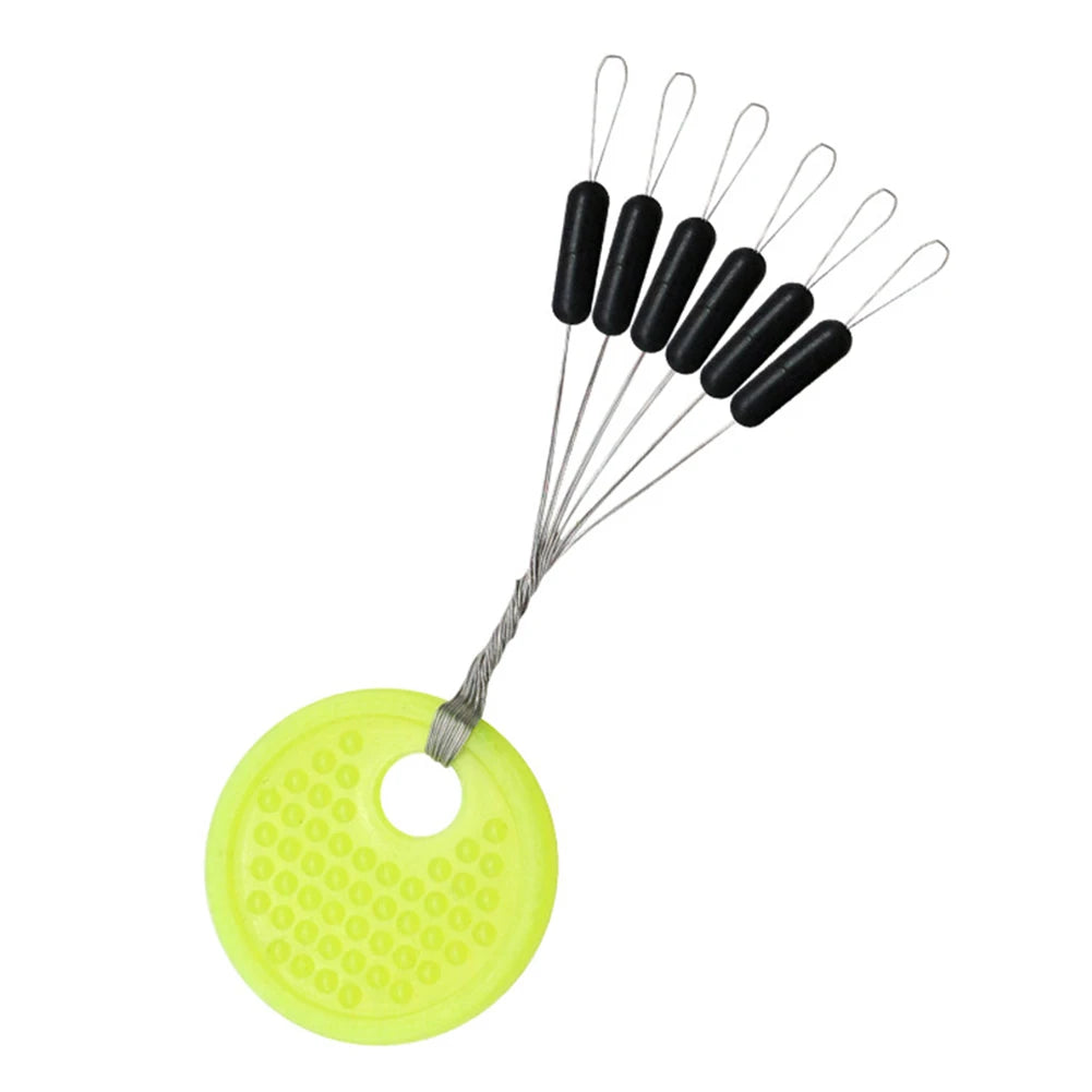 60/120PCS 10/20 Group Set Rubber Silicon Space Bean Sea Carp Fly Fishing Black Rubber Oval Stopper Fishing Float Fishing Bobber