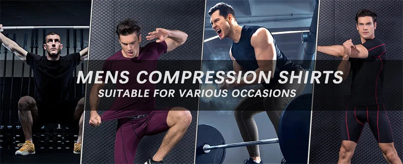 Graphic Compression Shirts for Men Athletic Quick Dry Rash Guard Stretchy Baselayers Undershirts Gym Workout Running Tshirt Tops