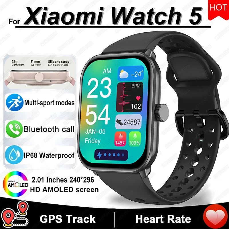 For Xiaomi Watch 5 Smart Watch Men HD AMOLED Screen Heart Rate Bluetooth Calling GPS Tracking Waterproof Sports SmartWatch Women Main image