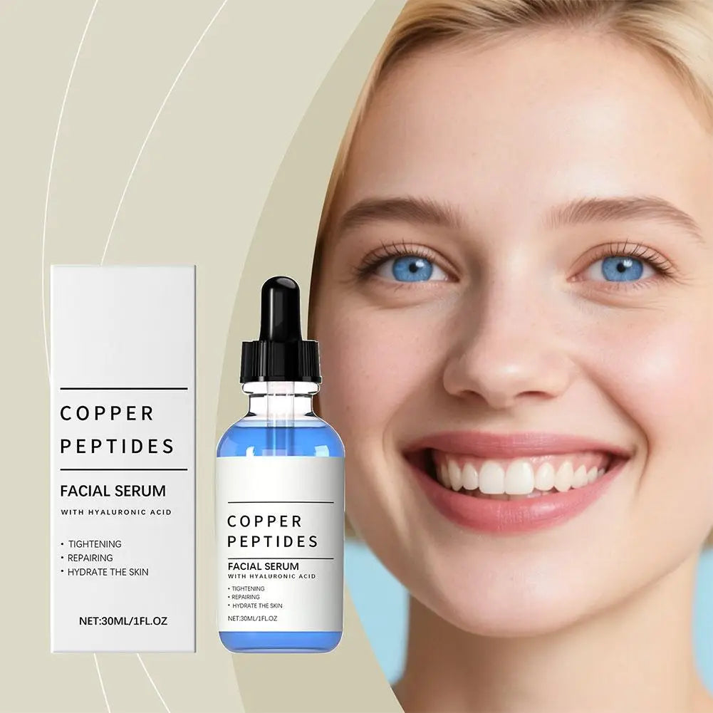 Copper Peptide Serum Anti Wrinkle Remover Antioxidant Tighten Skin Barrier Repair Deep Hydration Hyaluronic Acid Face Serum