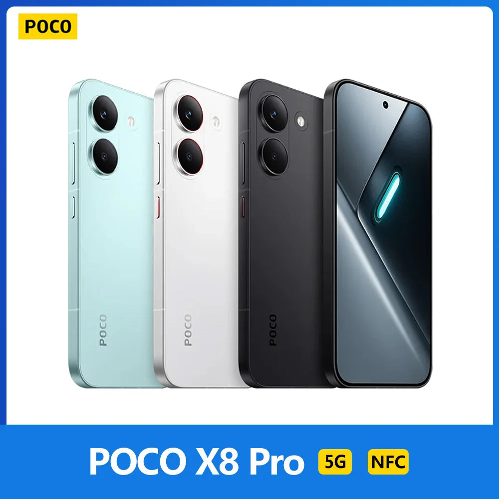 POCO X8 Pro 5G,NFC,Dimensity 8500-Ultra,6.59 inches,120 Hz,50 MP camera, 6500 mAh, IP68 resistance to dust and water