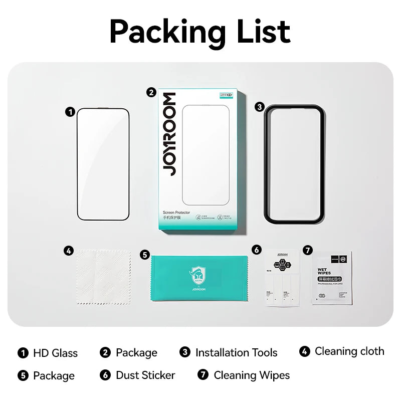 Joyroom 1/2/3pcs For iPhone 17 Pro Max HD Glass Screen Protector For iPhone 17/17Pro/17Air Full Screen Tempered Glass Protection