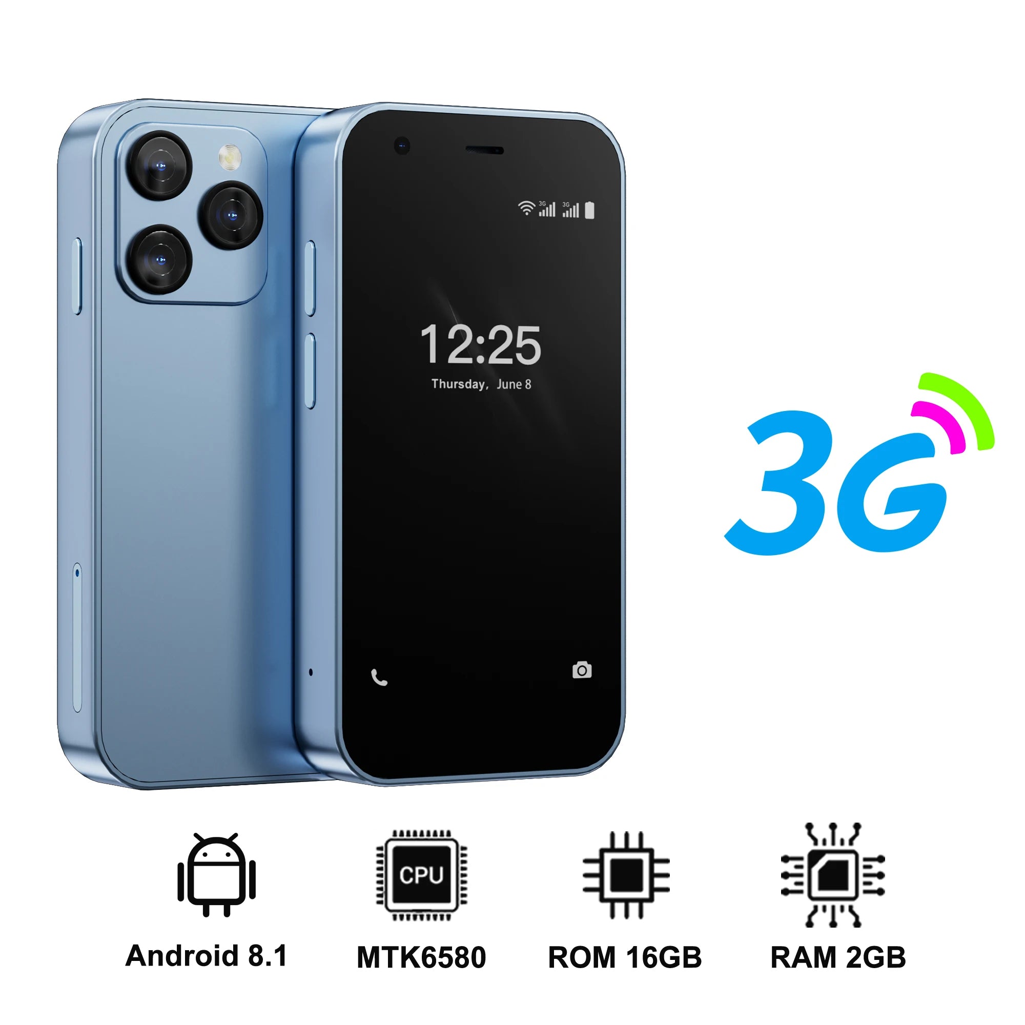 SERVO 15SE Super Mini Smartphone Android System 2GB+16GB Play Store Wifi Dual SIM 3.0" Small Pocket Cheap Smart Phones 3G WCDMA