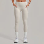 Women's Gym High-waisted High-stretch Yoga Pants with Side Pockets Leggings Workout Running Tights Quick-dry Fitness Trousers