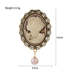 Vintage Victorian Design Queen's Cameo Brooch Pin, Antique Wedding Beauty Jewelry Gift, Elegant Style