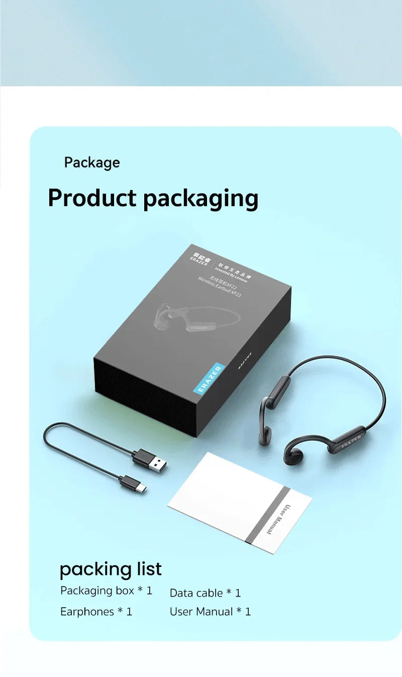 Original ERAZER XF22 Earphone Bluetooth 5.4 Sports Wireless Headphones Bone Conduction Headsets with Mic Neckband headphones